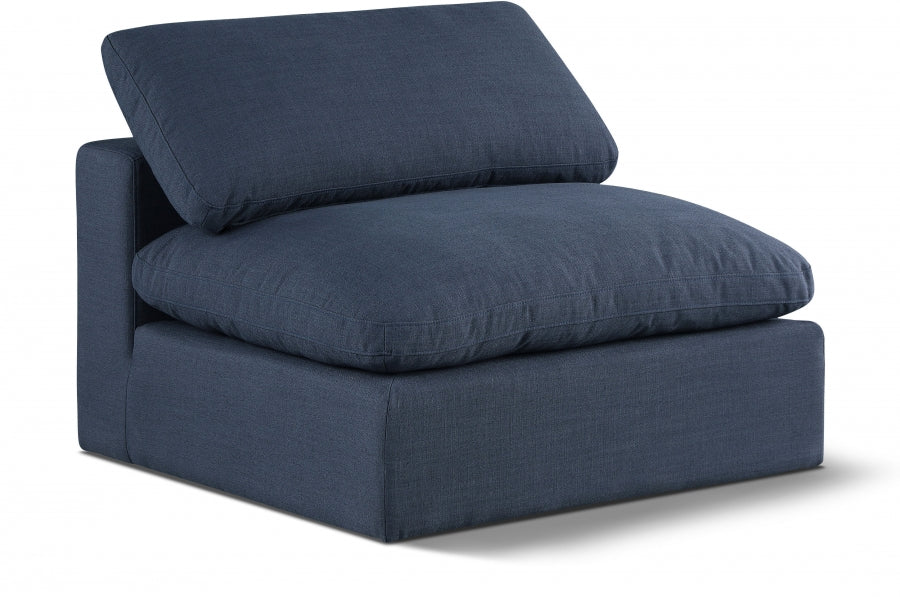 Chaise sans accoudoirs en tissu texturé en lin Comfy