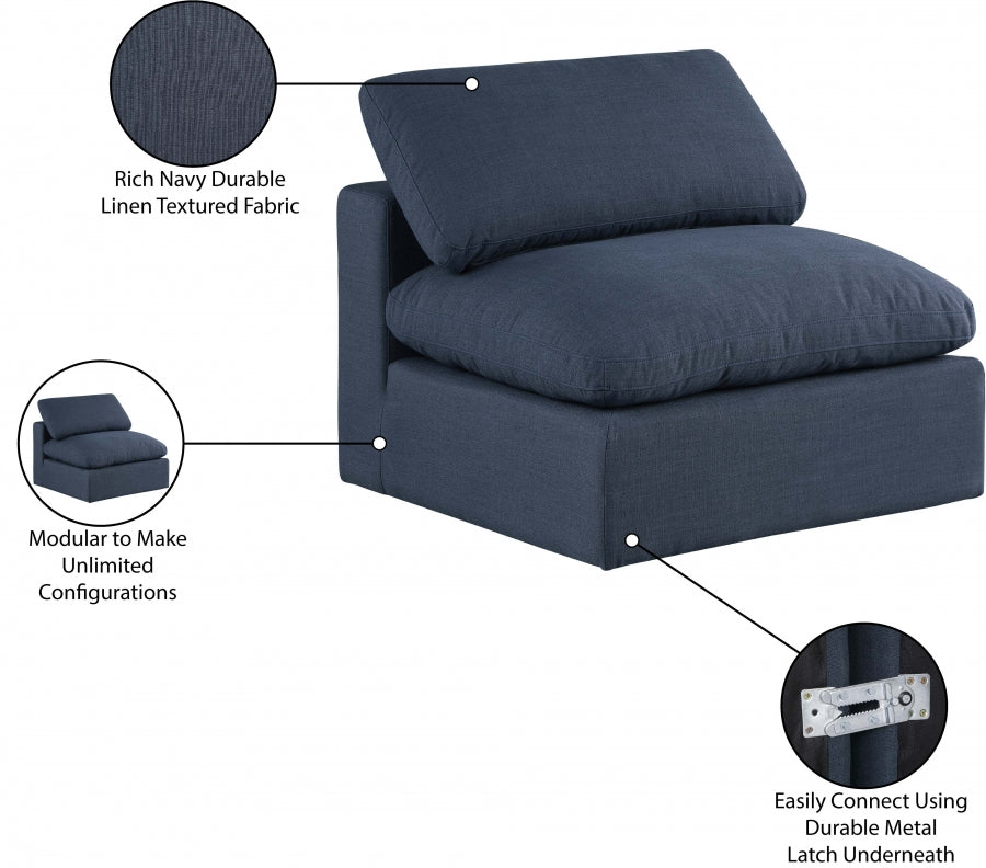 Chaise sans accoudoirs en tissu texturé en lin Comfy