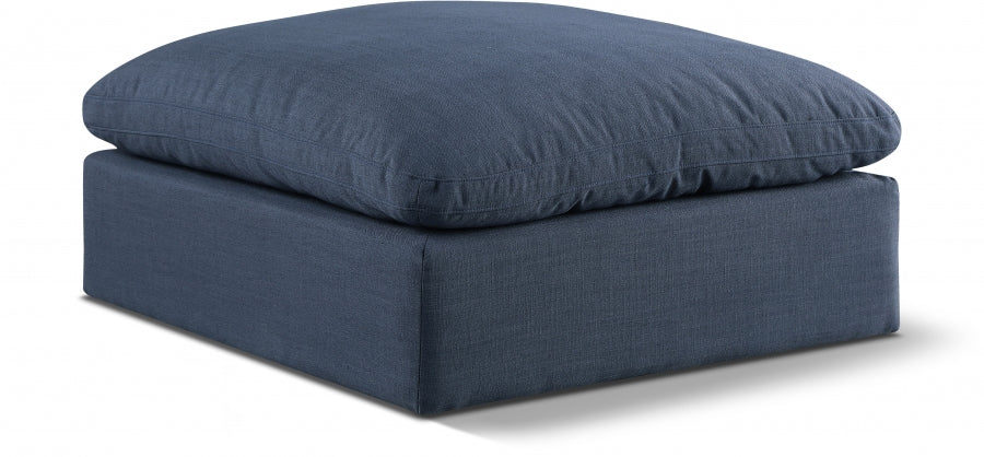 Pouf confortable en tissu texturé en lin