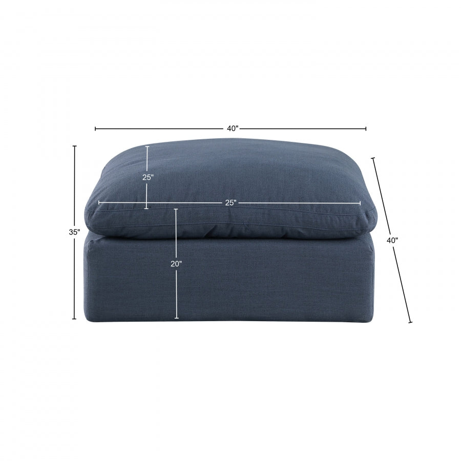Pouf confortable en tissu texturé en lin