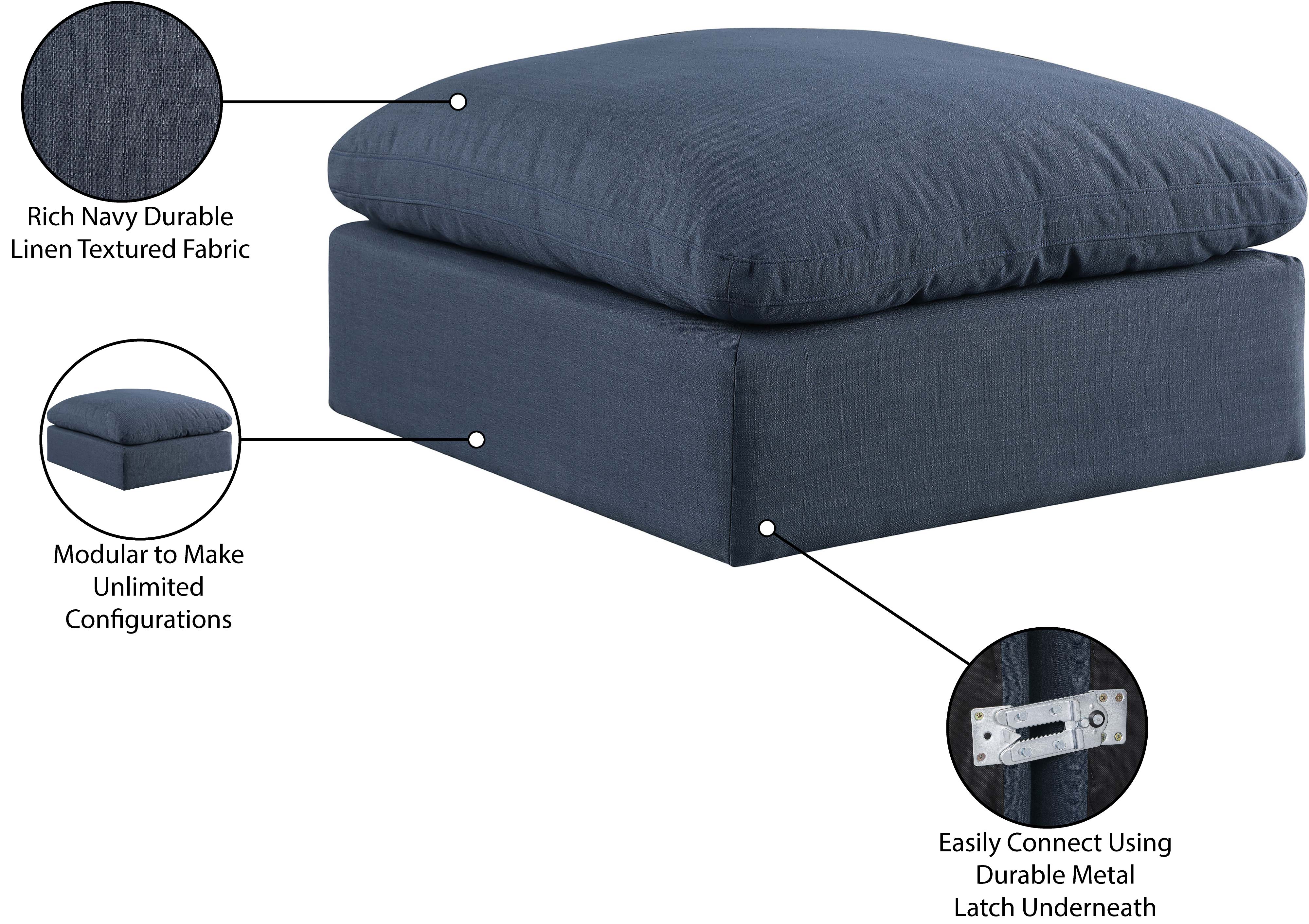 Pouf confortable en tissu texturé en lin