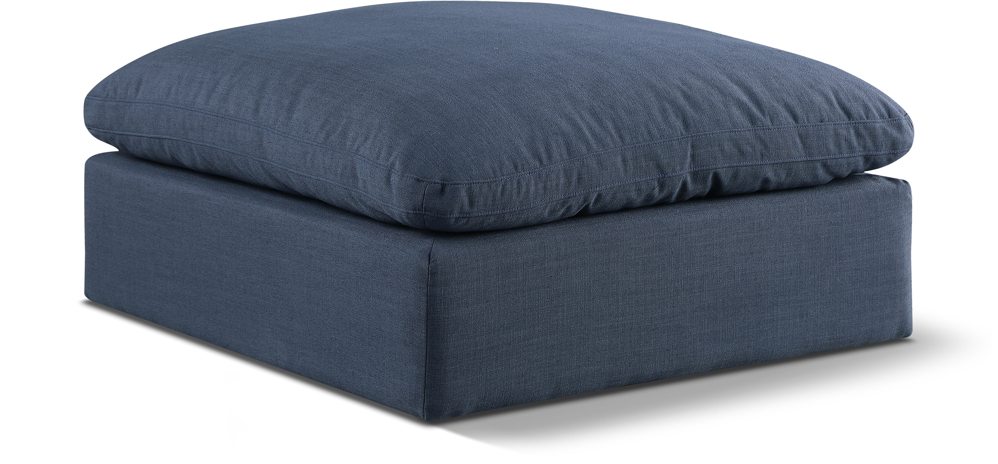 Pouf confortable en tissu texturé en lin