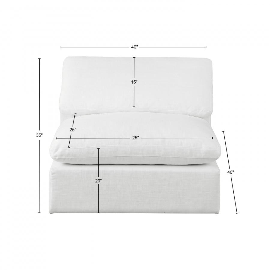 Chaise sans accoudoirs en tissu texturé en lin Comfy
