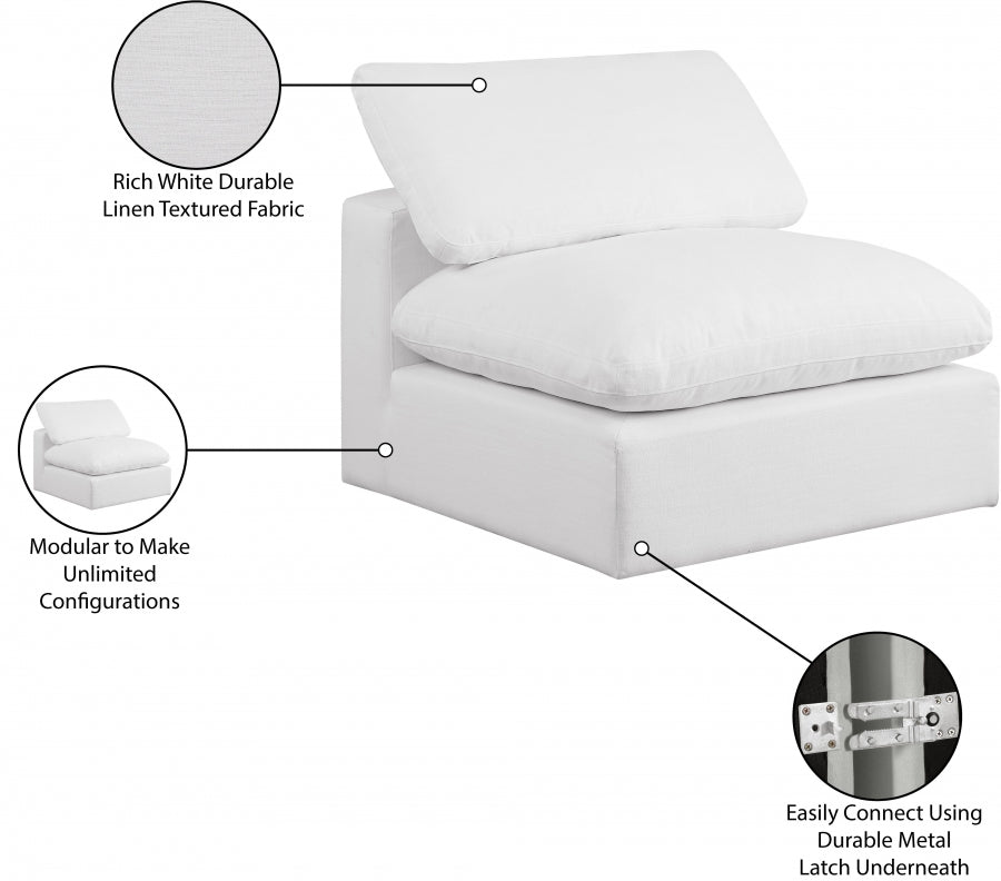 Chaise sans accoudoirs en tissu texturé en lin Comfy