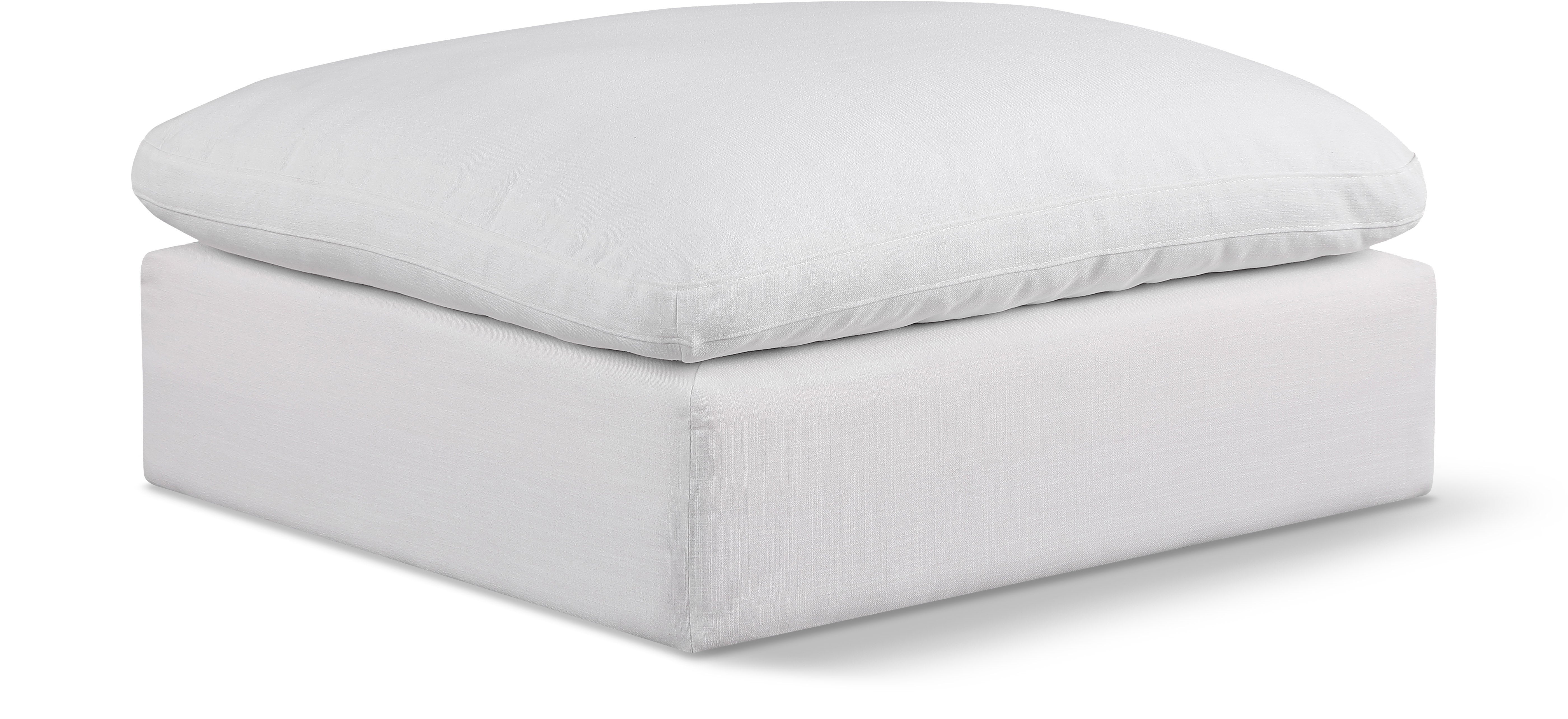 Pouf confortable en tissu texturé en lin