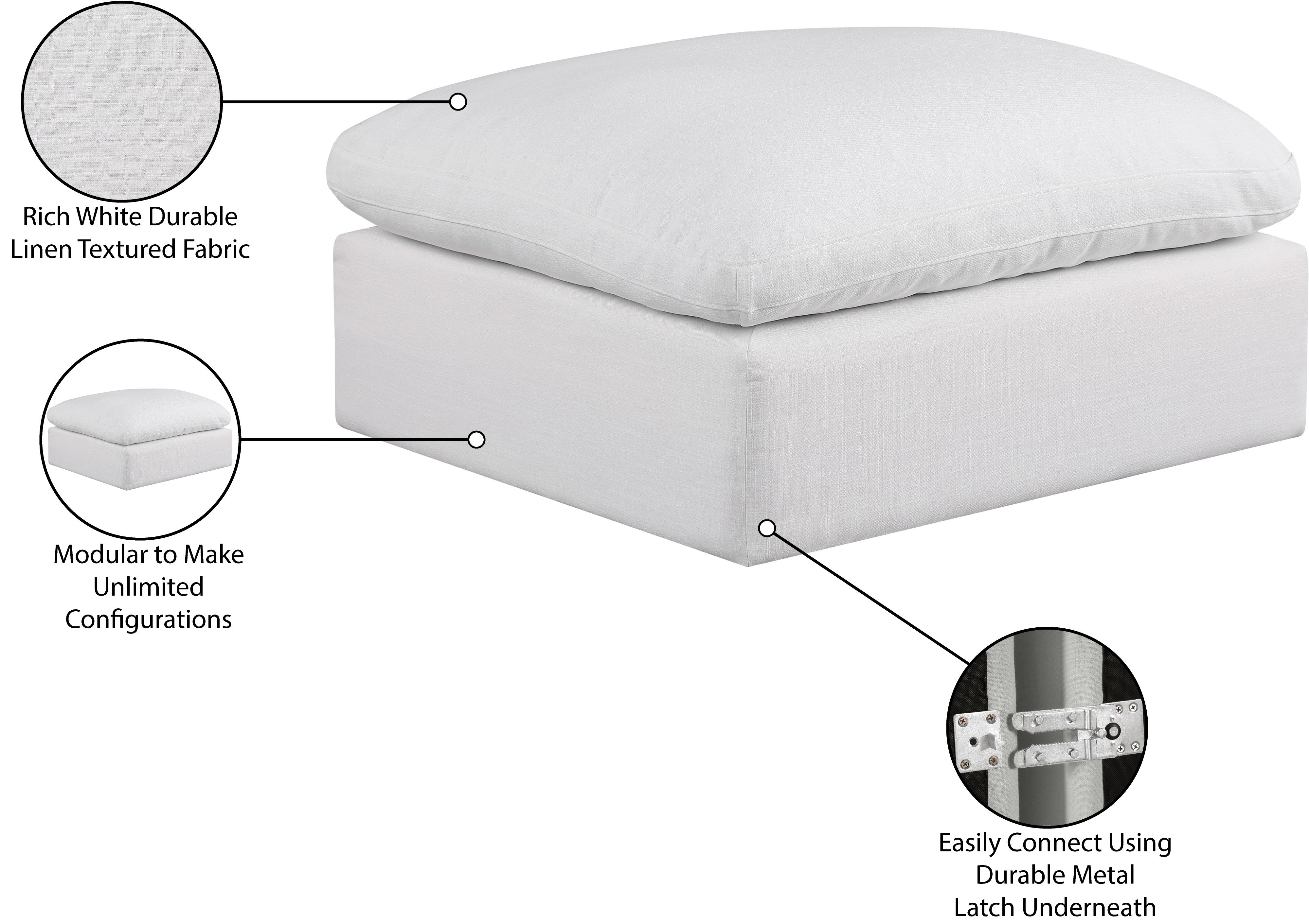 Pouf confortable en tissu texturé en lin