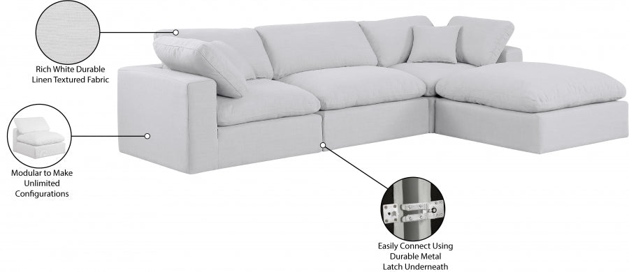 Canapé sectionnel confortable en tissu texturé en lin