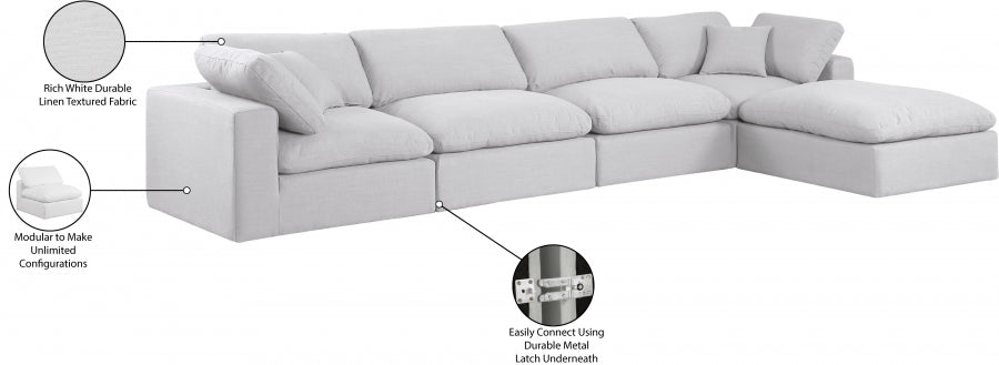 Canapé sectionnel confortable en tissu texturé en lin