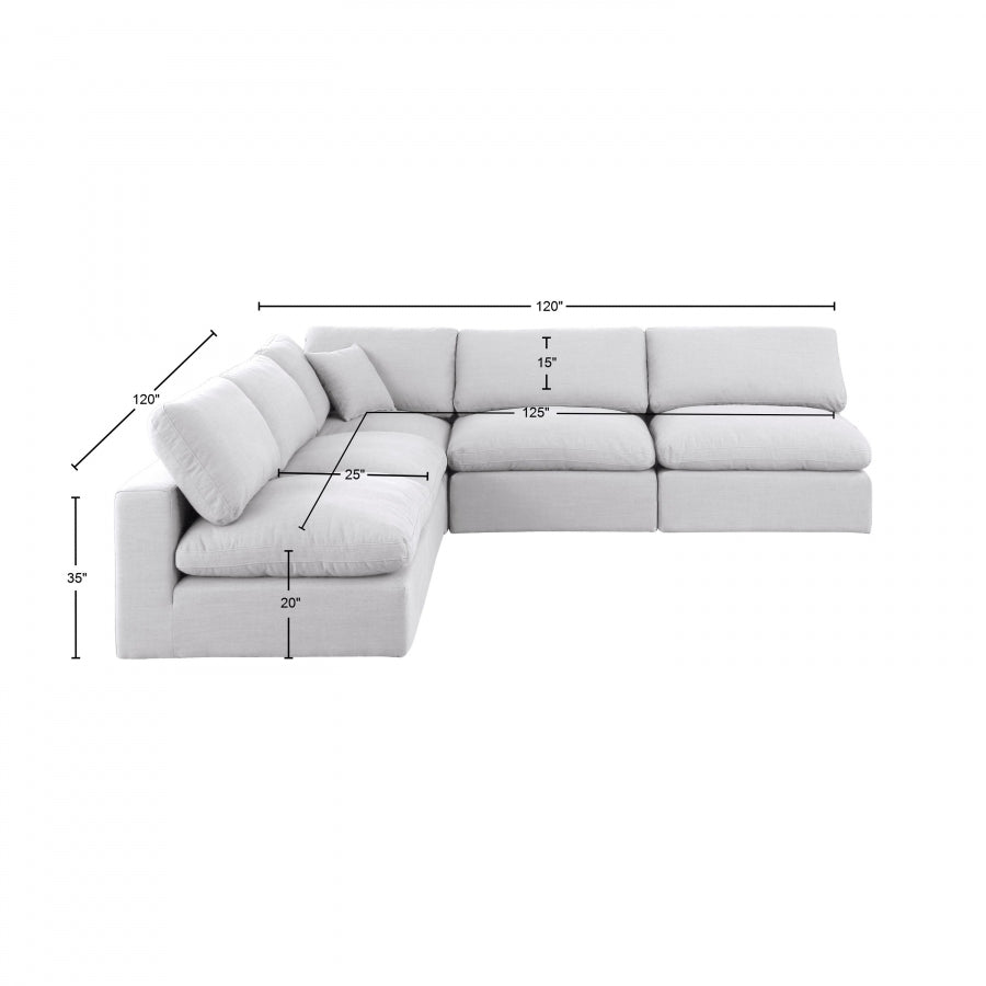 Canapé sectionnel confortable en tissu texturé en lin