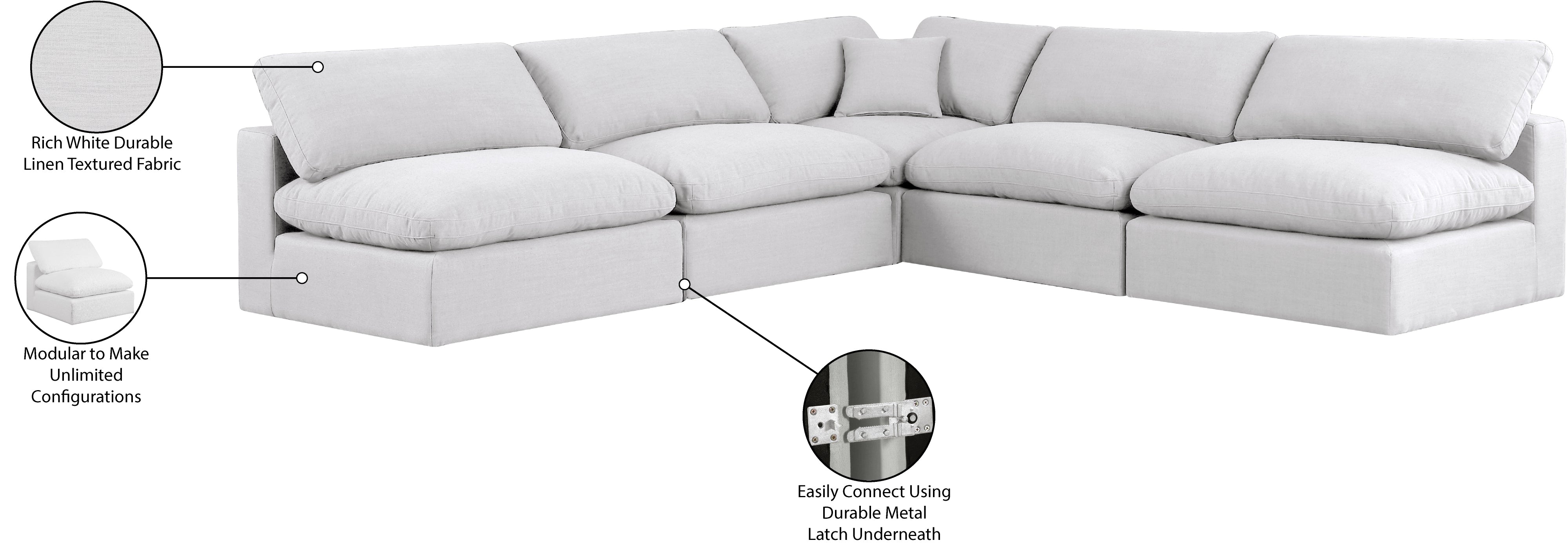 Canapé sectionnel confortable en tissu texturé en lin