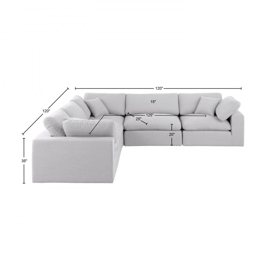Canapé sectionnel confortable en tissu texturé en lin
