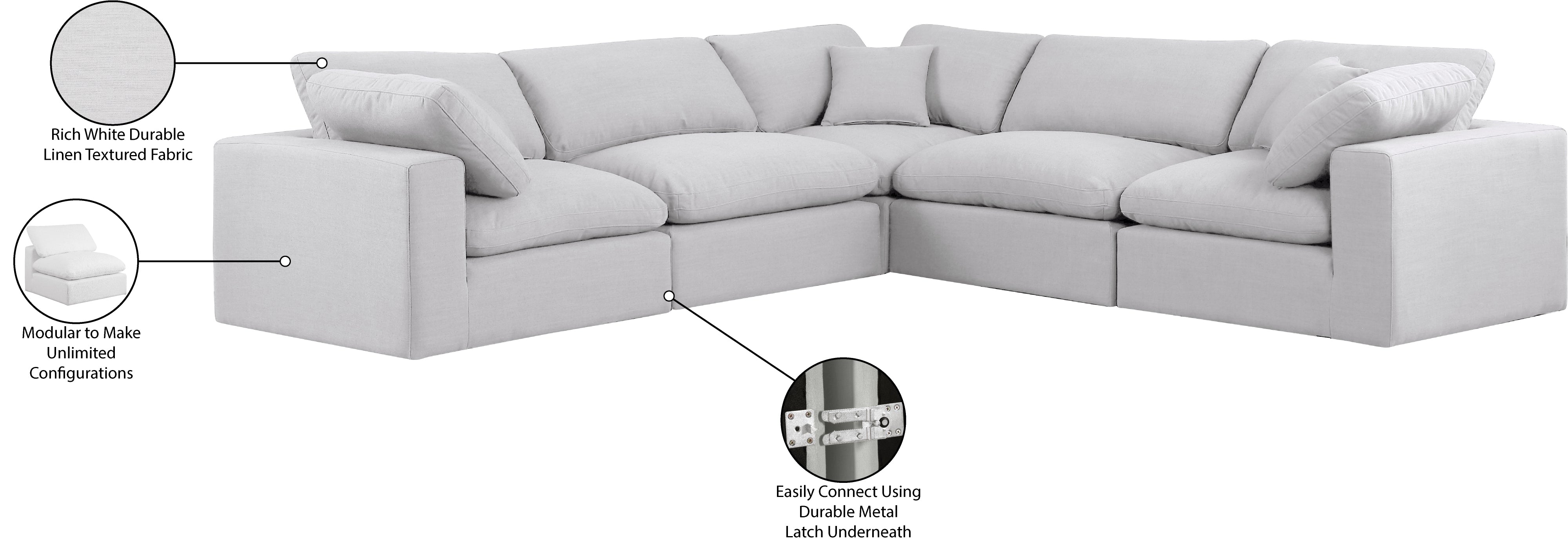Canapé sectionnel confortable en tissu texturé en lin