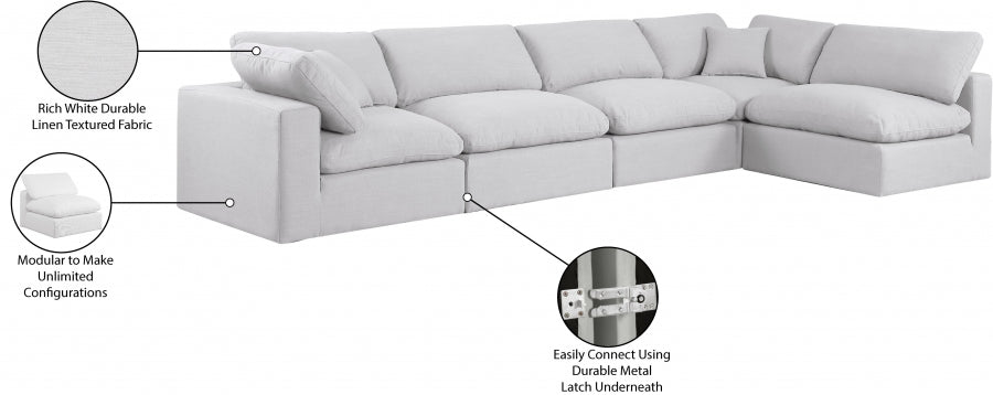 Canapé sectionnel confortable en tissu texturé en lin