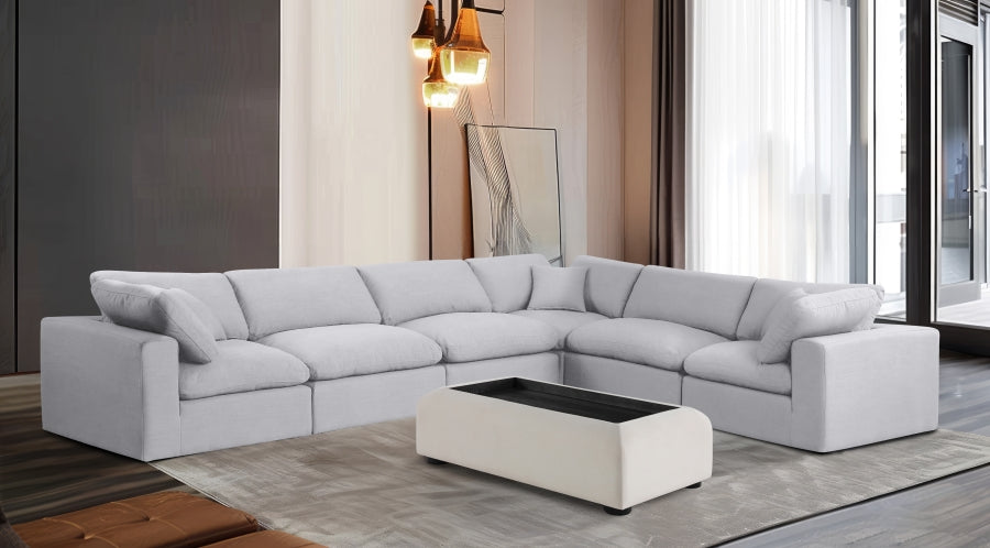 Canapé sectionnel confortable en tissu texturé en lin