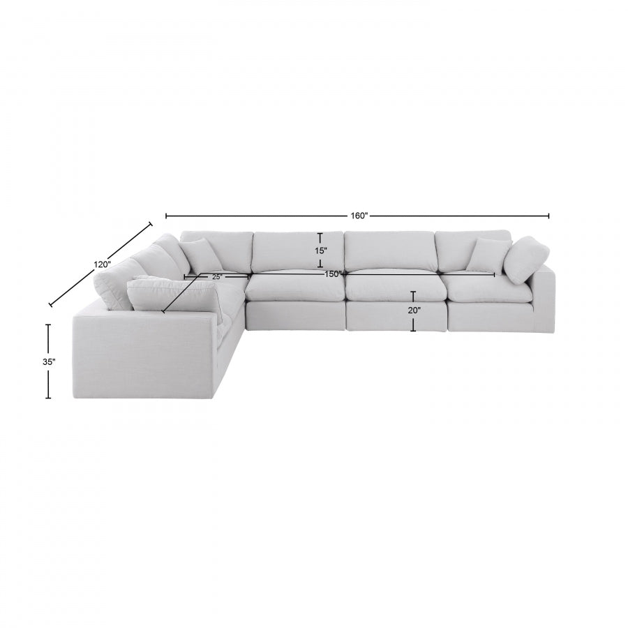 Canapé sectionnel confortable en tissu texturé en lin