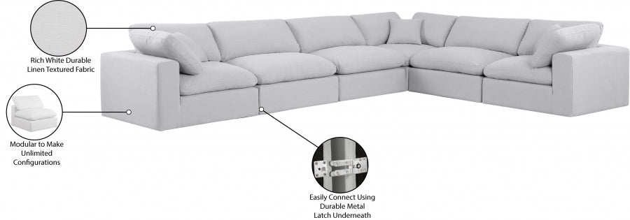 Canapé sectionnel confortable en tissu texturé en lin