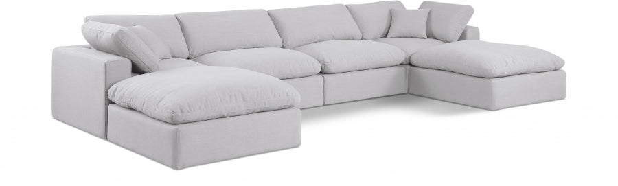 Canapé sectionnel confortable en tissu texturé en lin