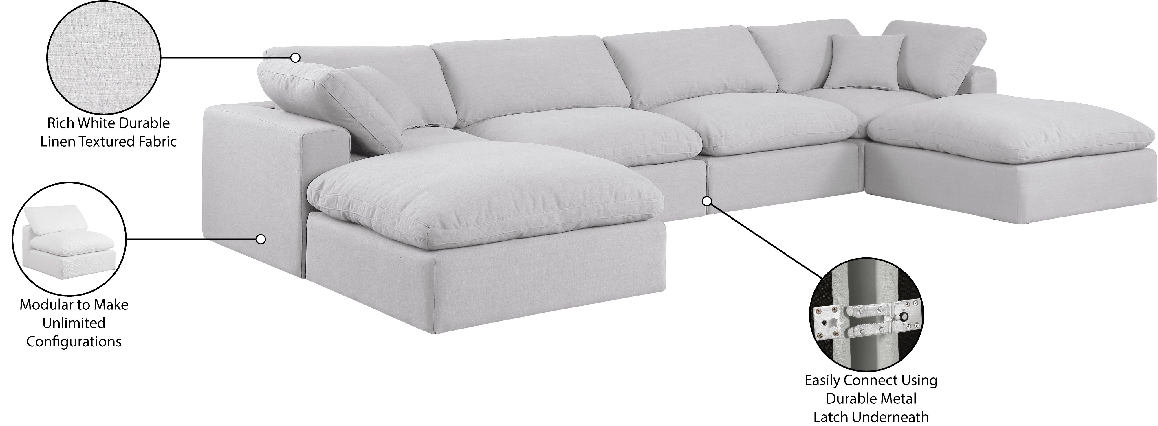 Canapé sectionnel confortable en tissu texturé en lin