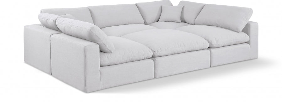 Canapé sectionnel confortable en tissu texturé en lin