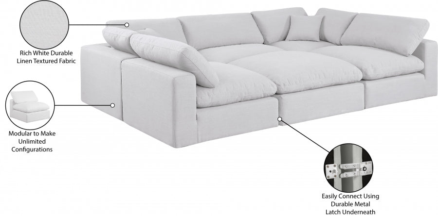 Canapé sectionnel confortable en tissu texturé en lin