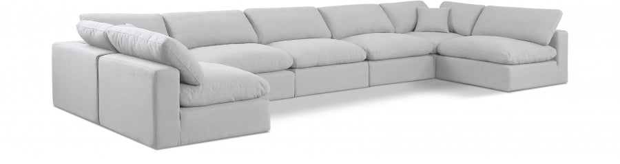Canapé sectionnel confortable en tissu texturé en lin