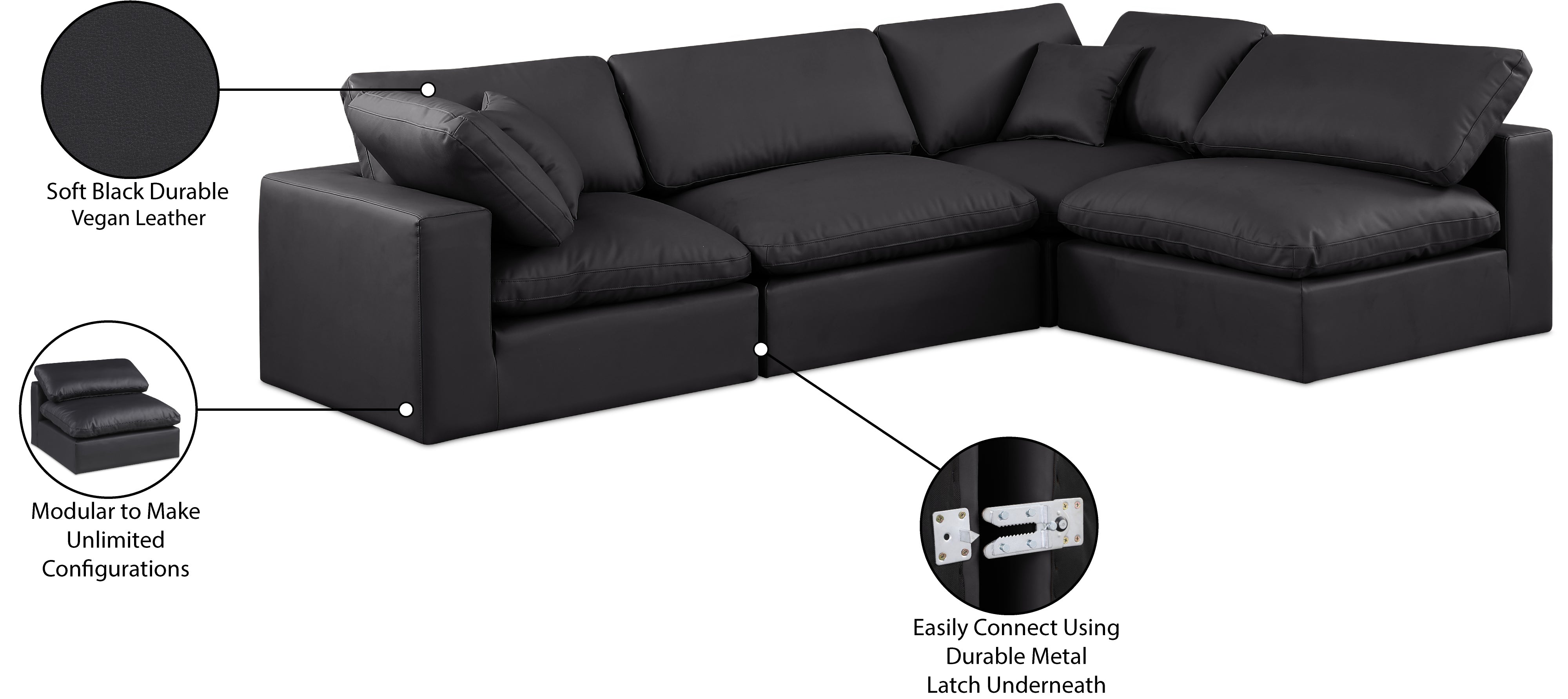Canapé sectionnel confortable en cuir végétalien