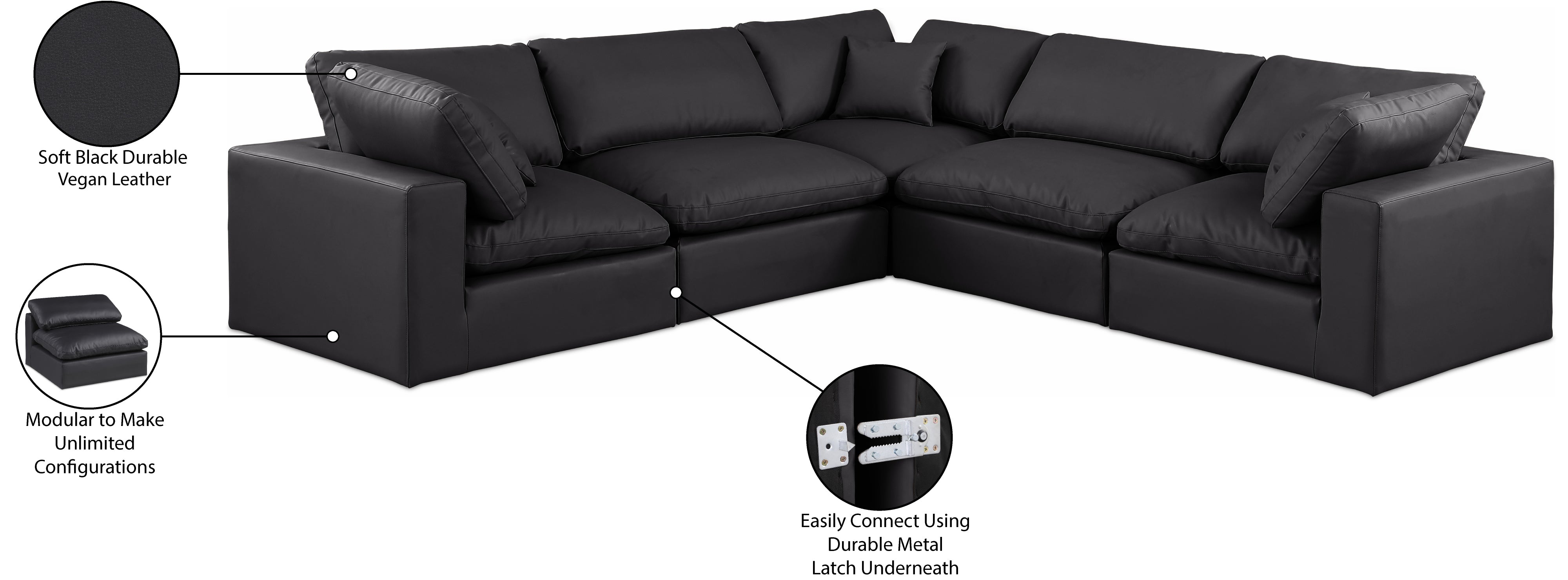 Canapé sectionnel confortable en cuir végétalien