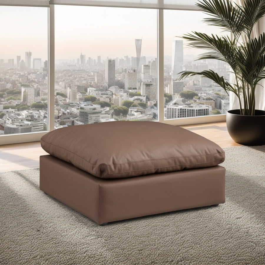 Ottoman confortable en cuir végétalien