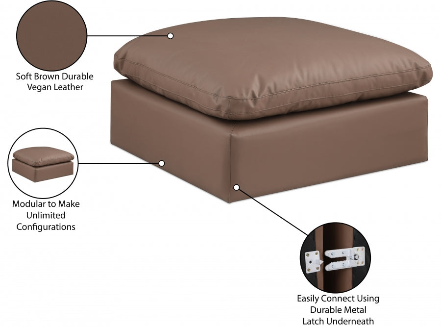 Ottoman confortable en cuir végétalien
