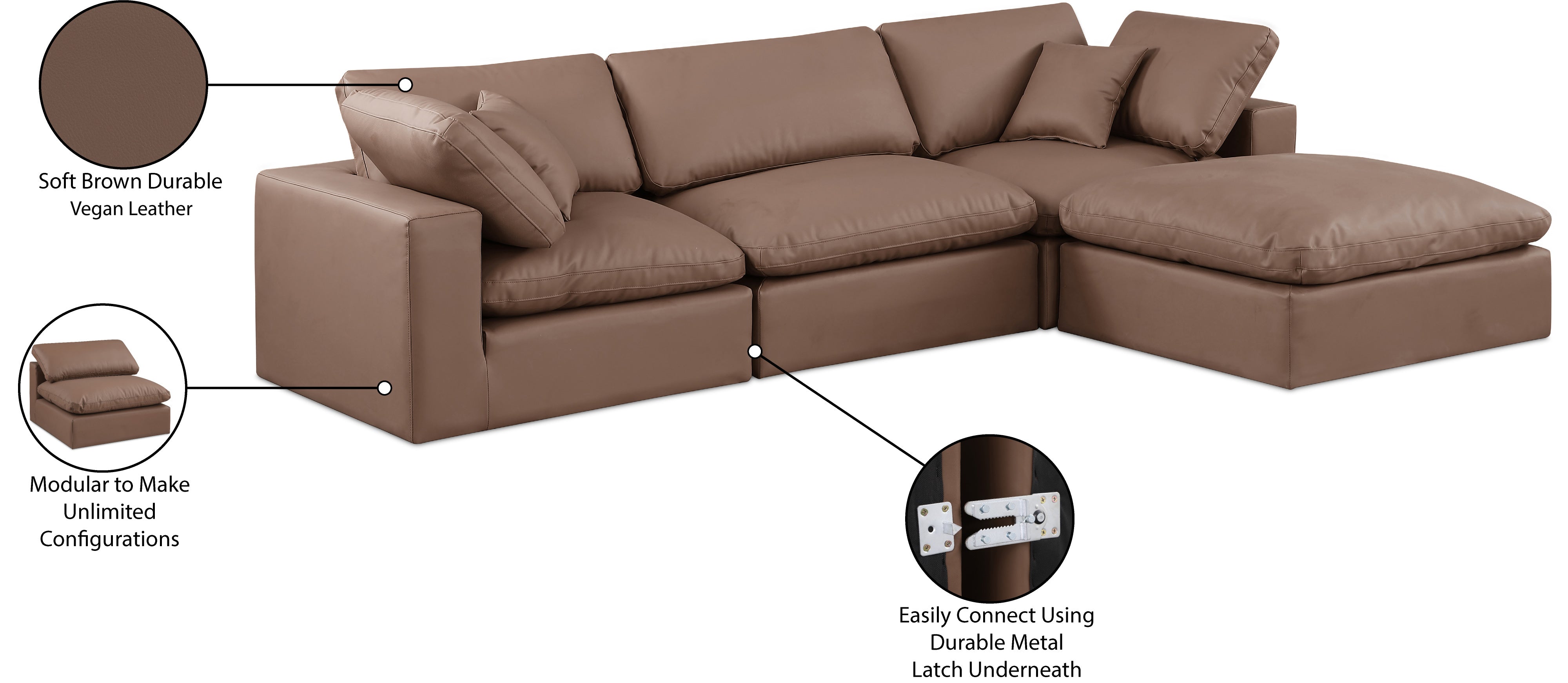 Canapé sectionnel confortable en cuir végétalien