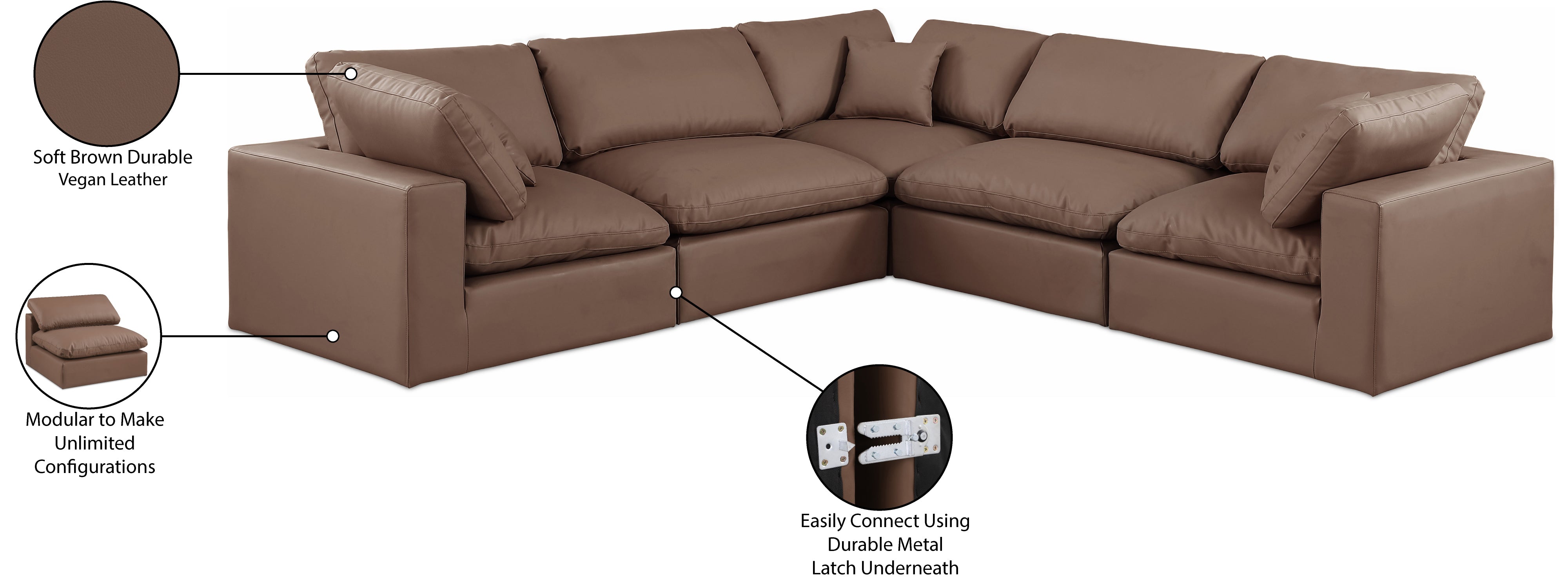 Canapé sectionnel confortable en cuir végétalien