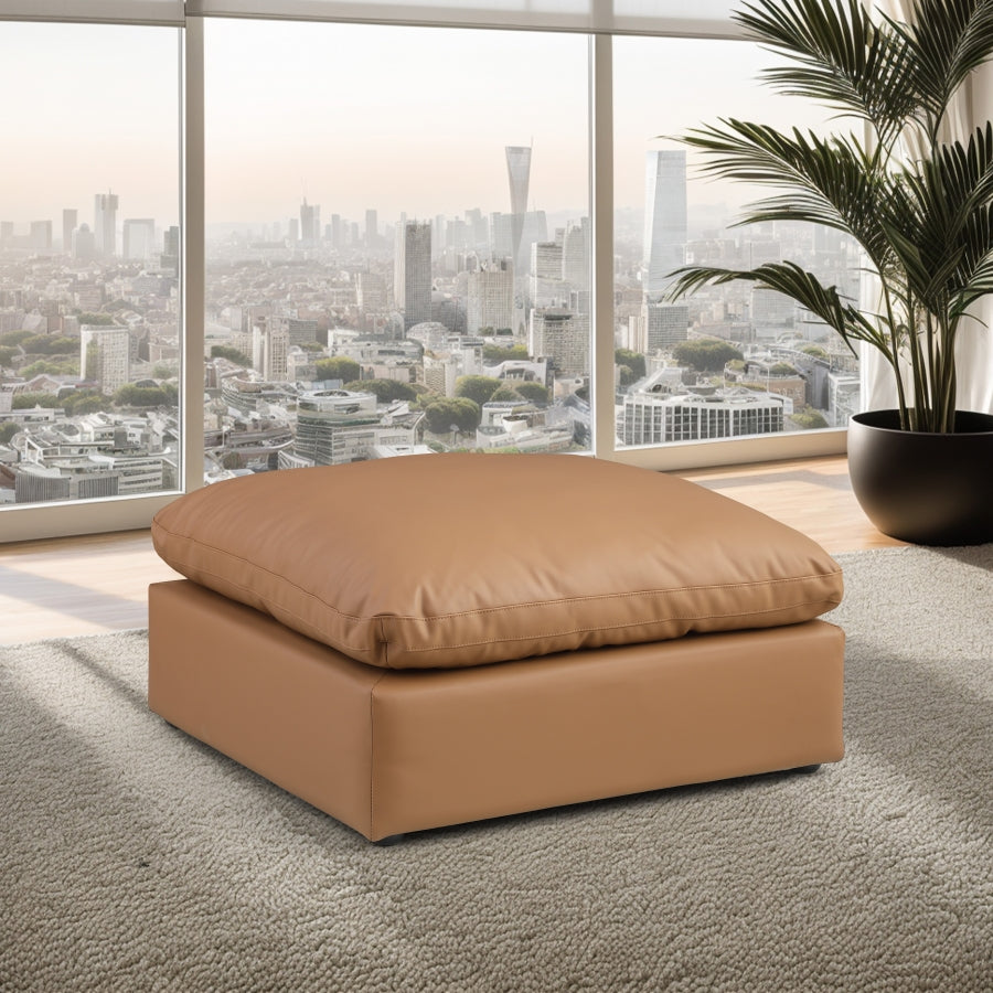 Ottoman confortable en cuir végétalien