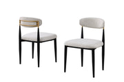 Chaises de repas Kodi en tissu beige | Cadre en métal noir (Set de 2)