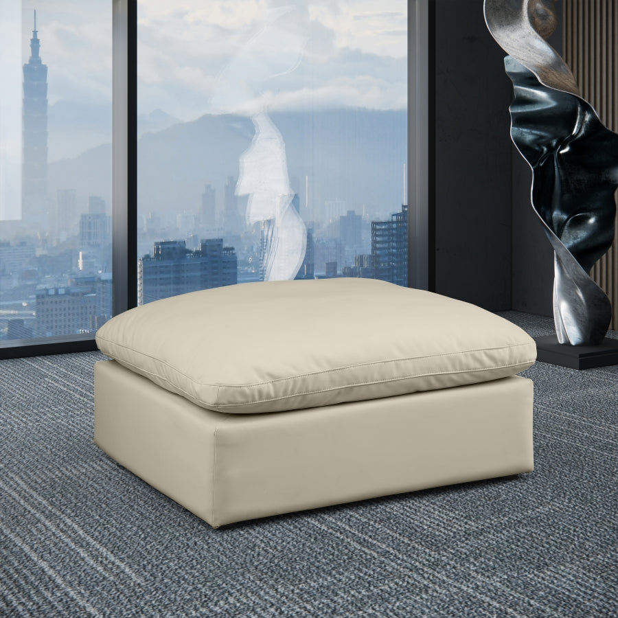 Ottoman confortable en cuir végétalien