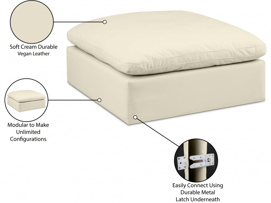 Ottoman confortable en cuir végétalien