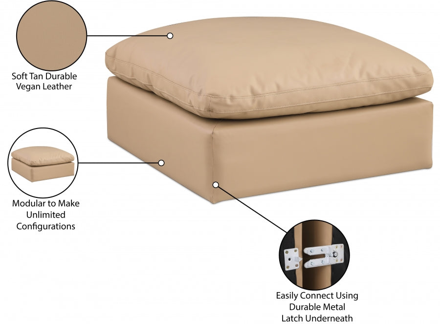 Ottoman confortable en cuir végétalien