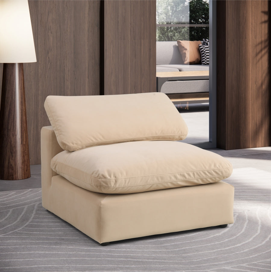 Chaise sans accoudoirs confortable en velours