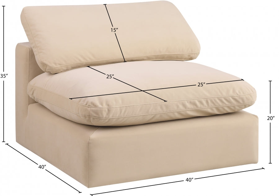 Chaise sans accoudoirs confortable en velours