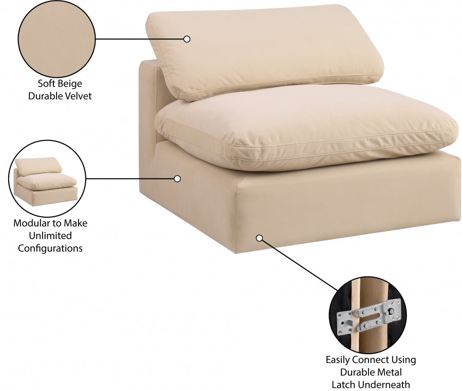 Chaise sans accoudoirs confortable en velours