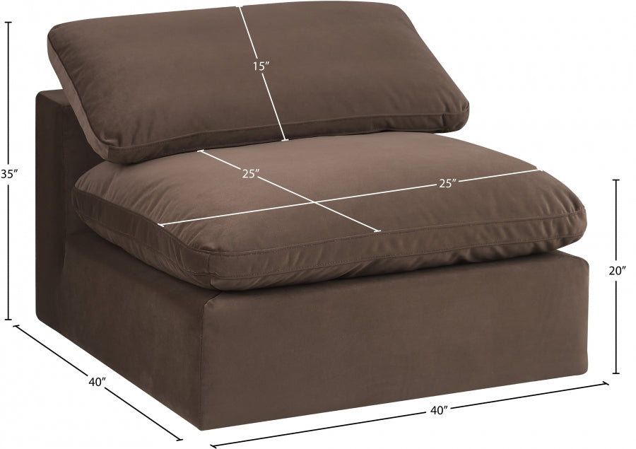 Chaise sans accoudoirs confortable en velours