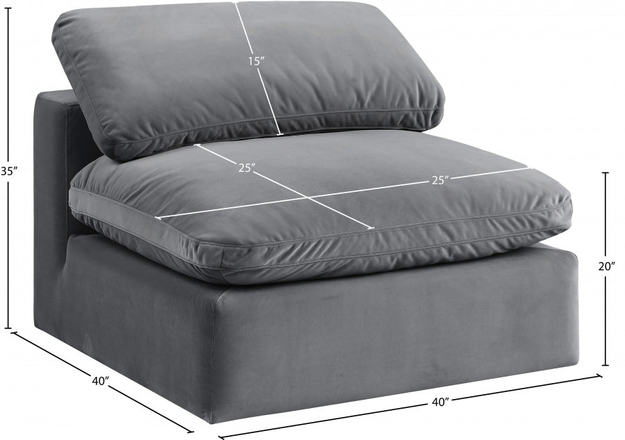 Chaise sans accoudoirs confortable en velours