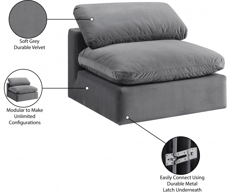 Chaise sans accoudoirs confortable en velours