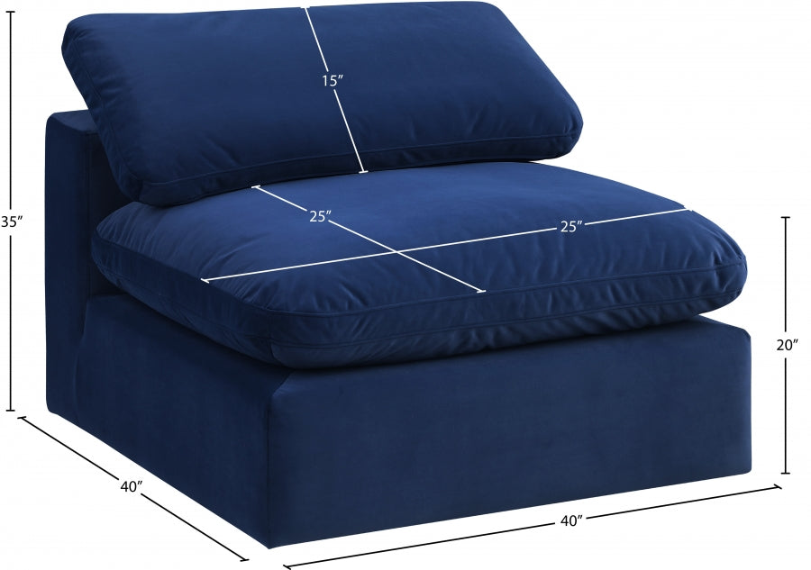 Chaise sans accoudoirs confortable en velours