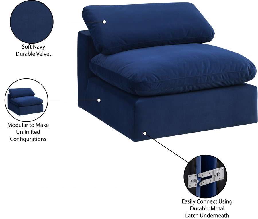 Chaise sans accoudoirs confortable en velours