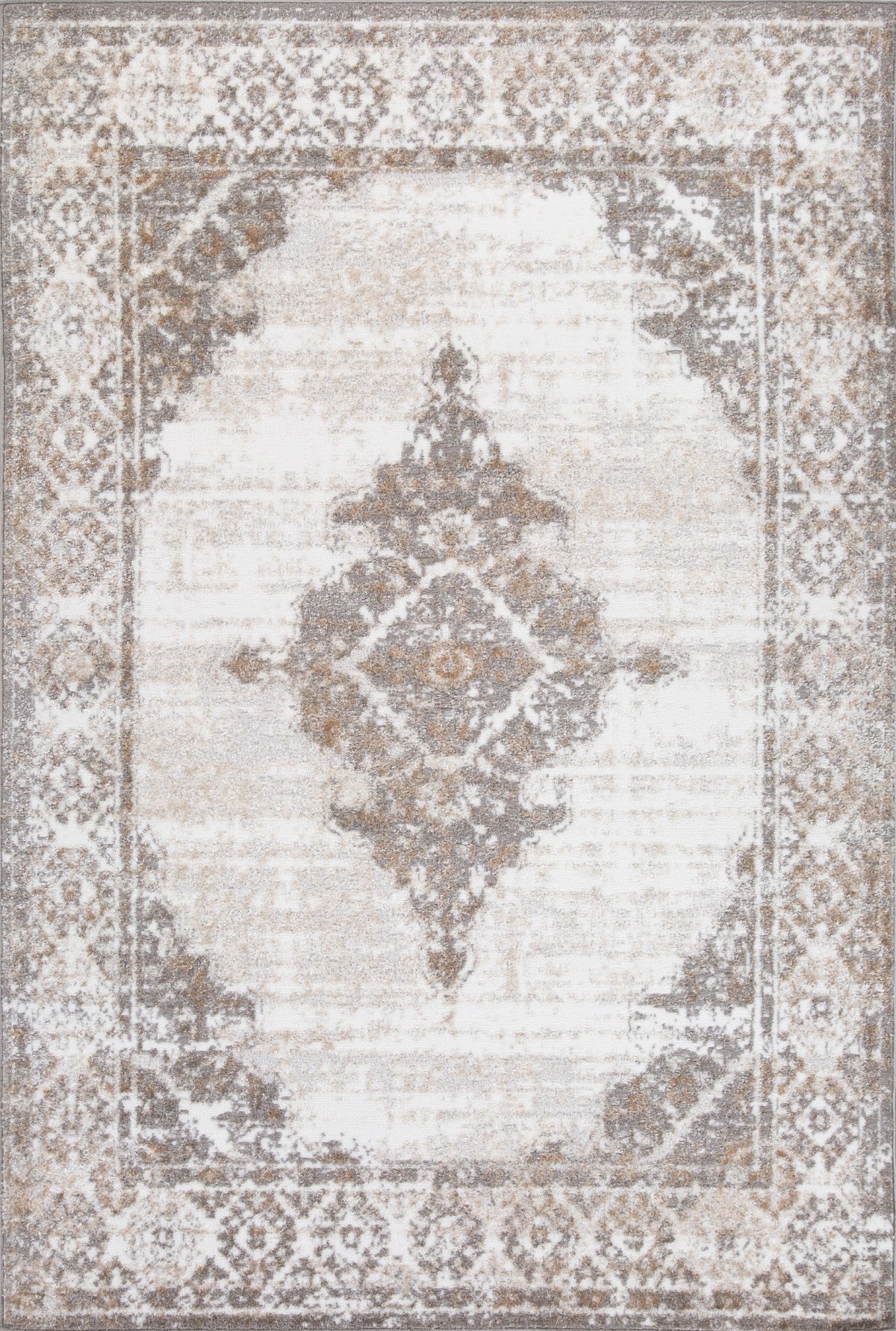 Tapis transitionnel Uptown 5x8 | Gris et Crème au fini utilisé