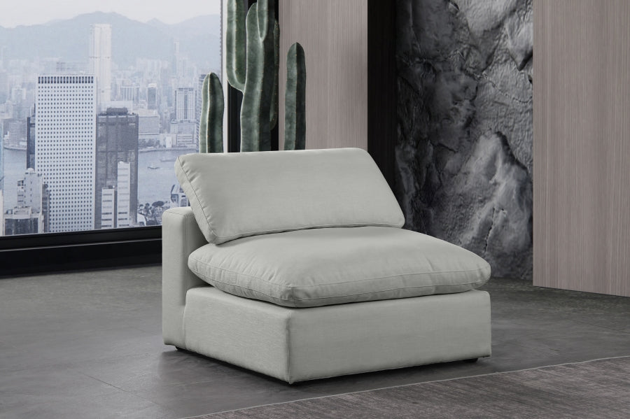 Chaise sans accoudoirs en tissu texturé en lin Comfy