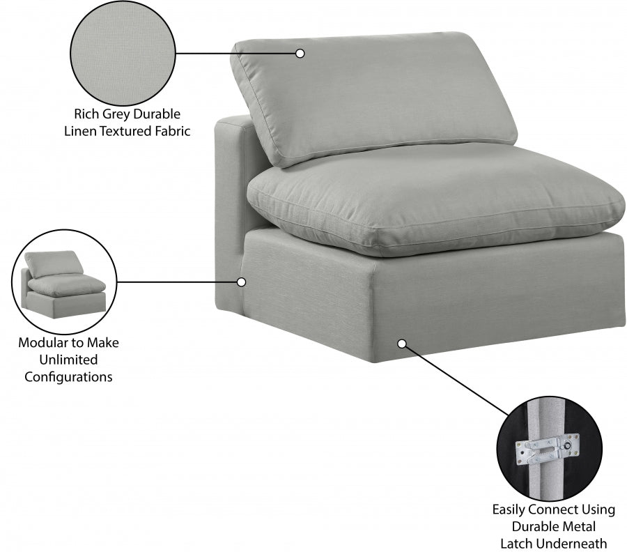 Chaise sans accoudoirs en tissu texturé en lin Comfy