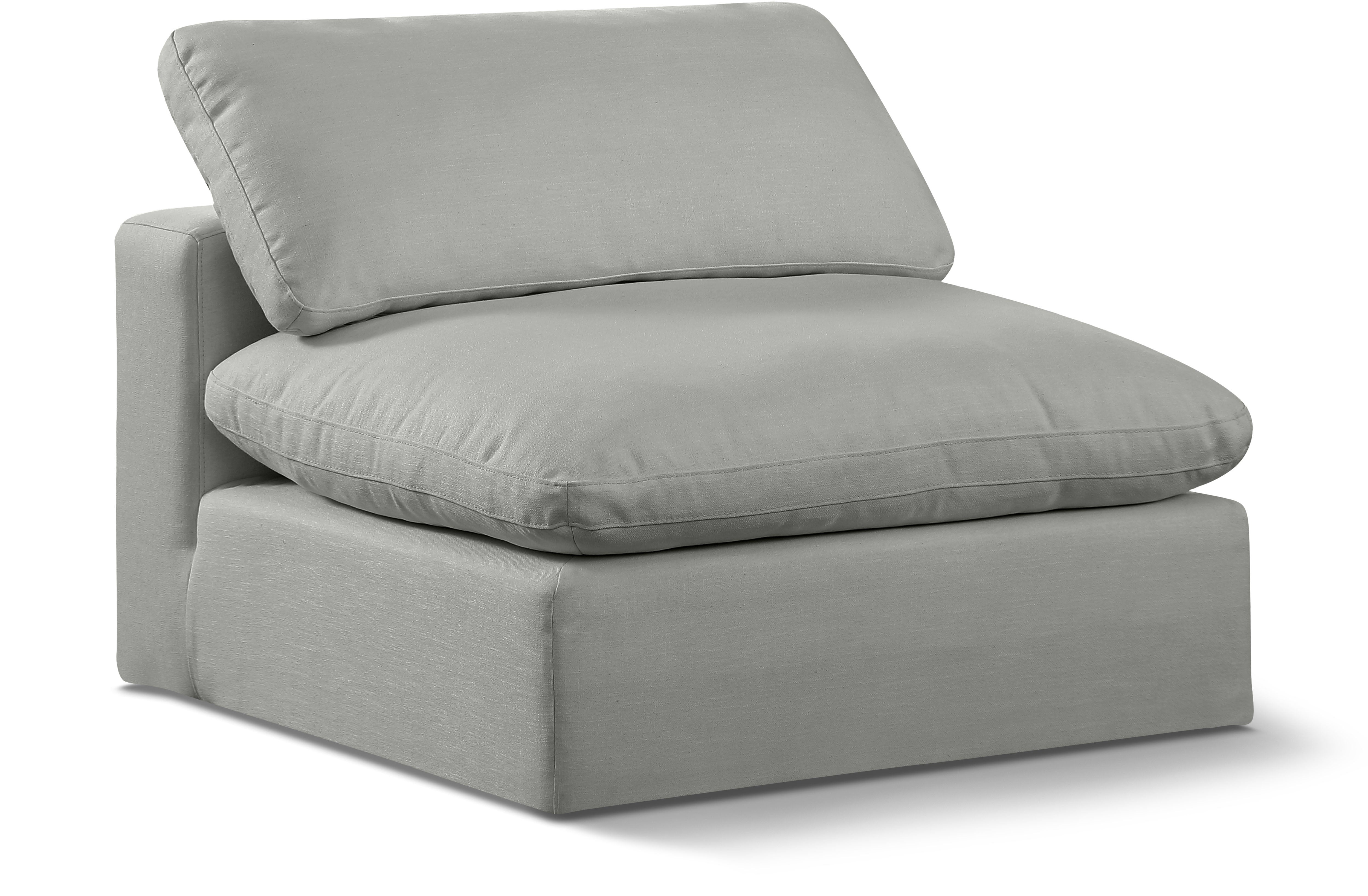 Chaise sans accoudoirs en tissu texturé en lin Comfy