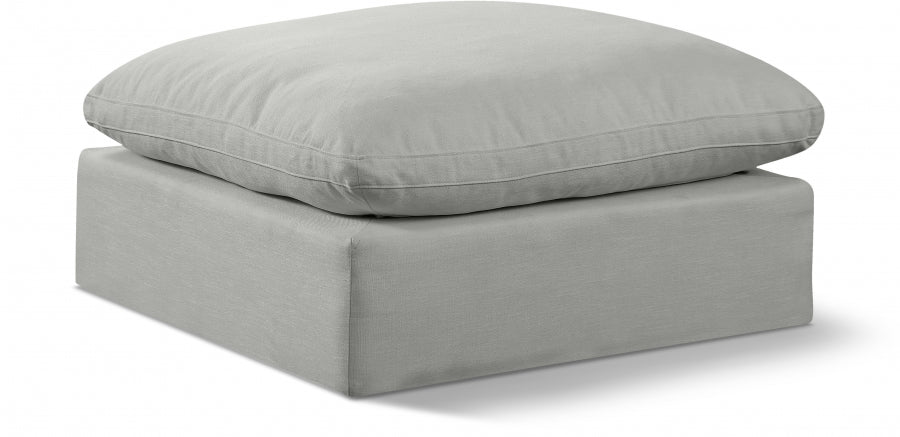 Pouf confortable en tissu texturé en lin