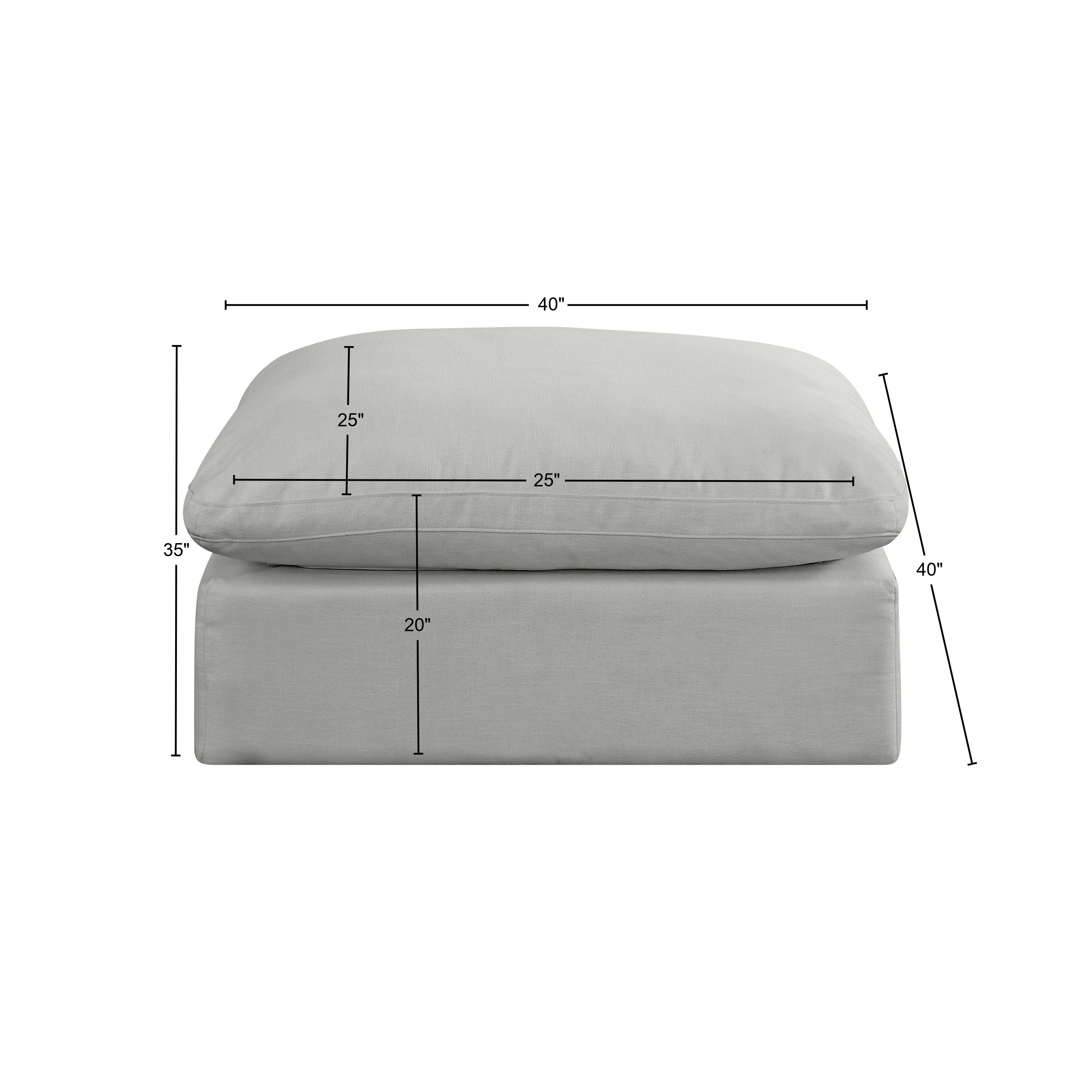 Pouf confortable en tissu texturé en lin